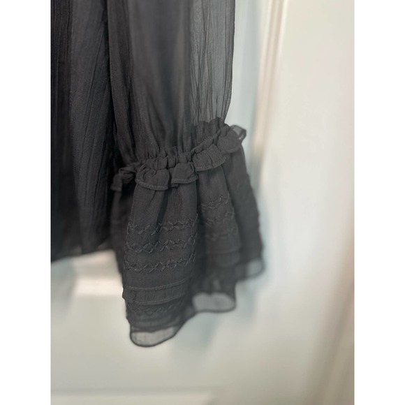 Stellah Semi Sheer Long Ruffled Sleeves Bell Cuff Blouse Sz Small - Picture 3 of 10